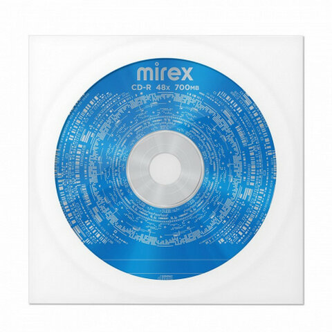 Диск CD-R MIREX, 700 Мб, 48x, бумажный конверт, 1 штука, UL120051A8C