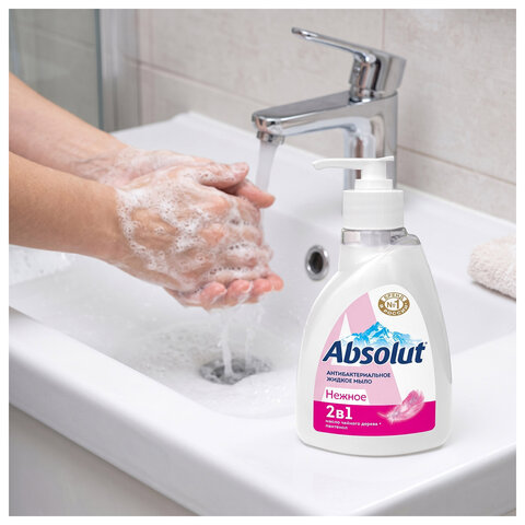 Мыло жидкое антибактериальное 250 мл ABSOLUT (Абсолют) "Нежное", дозатор, не содержит триклозан, 5061, 5007, 5061