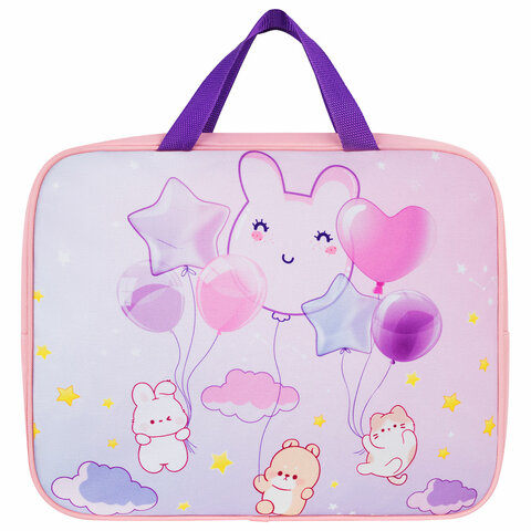 Папка на молнии с ручками BRAUBERG KIDS А4, 1 отделение, полиэстер, 80 мм, "Dreamy clouds", 273314