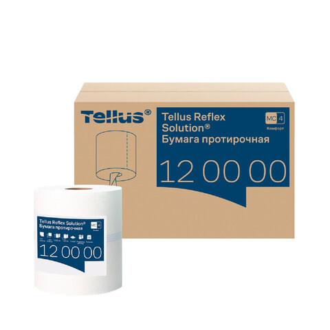 Бумага протирочная с центральной вытяжкой 270 метров, Tellus/TORK Reflex (M4) 1-слойная, КОМПЛЕКТ 6 рулонов, 120000