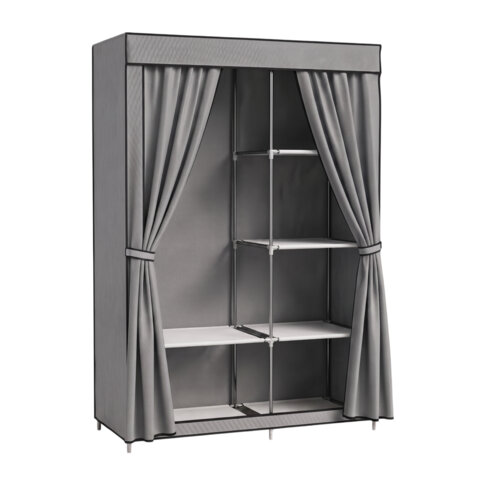 Шкаф для одежды с чехлом BOOMHOUSE (БУМХАУС) WB-001 (В1650хШ1050хГ450 мм), 6 полок, металл/пластик, серый, 701446