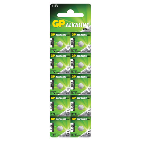Батарейка GP Alkaline (отрывной блок), 177 (G4, LR626), алкалиновая, 1 шт., блистер, 177FRA-2C10, 4891199026690